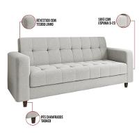 Sofá 03 Lugares Arezzo Linho Pés Chanfrado Tabaco - D'rossi Cor A05 Cinza - 3