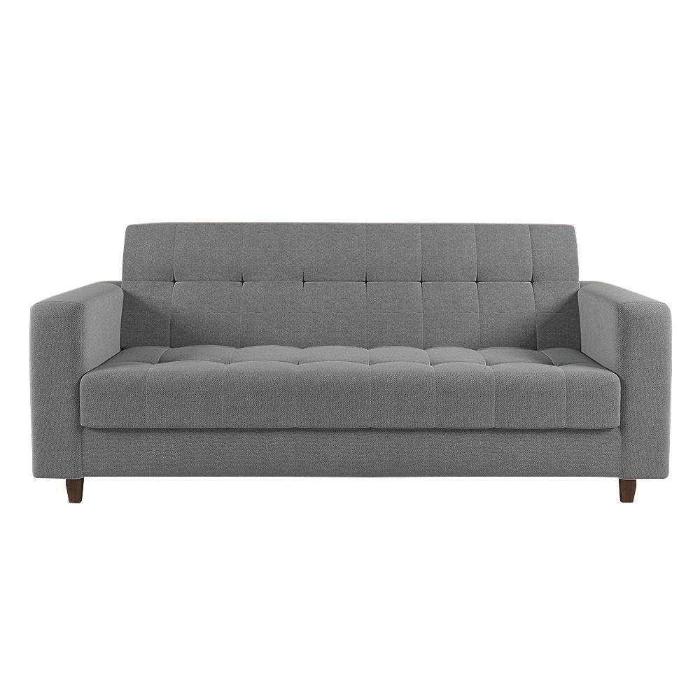 Sofá 03 Lugares Arezzo Linho Grafite A26 Pés Chanfrado Marrom - D'rossi - 6