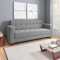 Sofá 03 Lugares Arezzo Linho Grafite A26 Pés Chanfrado Marrom - D'rossi - 7