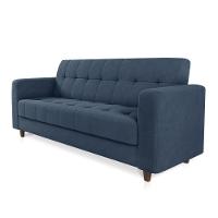 Sofá 03 Lugares Arezzo Suede Azul Marinho Pés Chanfrado Marrom - D'rossi - 7