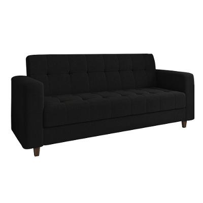 Sofá 03 Lugares Arezzo Linho Pés Chanfrado Tabaco - D'rossi Cor A79 Preto