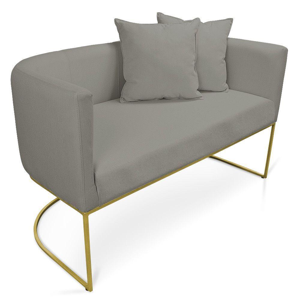 Namoradeira 02 Lugares Linho Grafite Metálica Dourado - 1