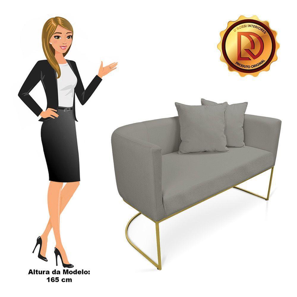 Namoradeira 02 Lugares Linho Grafite Metálica Dourado - 3