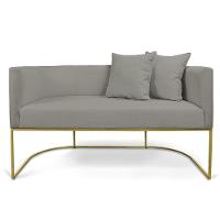 Namoradeira 02 Lugares Linho Grafite Metálica Dourado - 5