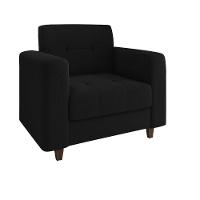 Kit 01 Sofá 03 Lugares E 01 Poltrona Arezzo Linho Preto A79 Pés Chanfrado Tabaco - D'rossi - 7