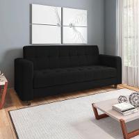 Kit 01 Sofá 03 Lugares E 01 Poltrona Arezzo Linho Preto A79 Pés Chanfrado Tabaco - D'rossi - 9