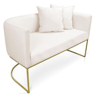 Namoradeira 02 Lugares Linho Areia A27 Metálica Dourado