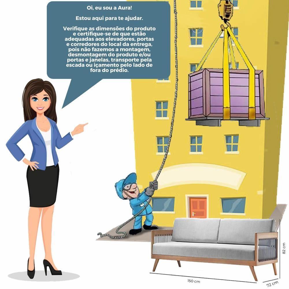 Sofá 2 Lugares Saibi Ozki 150Cm Poliéster Cinza Madeira Eucalipto Cedro Corda Náutica Plana Poliéste - 4