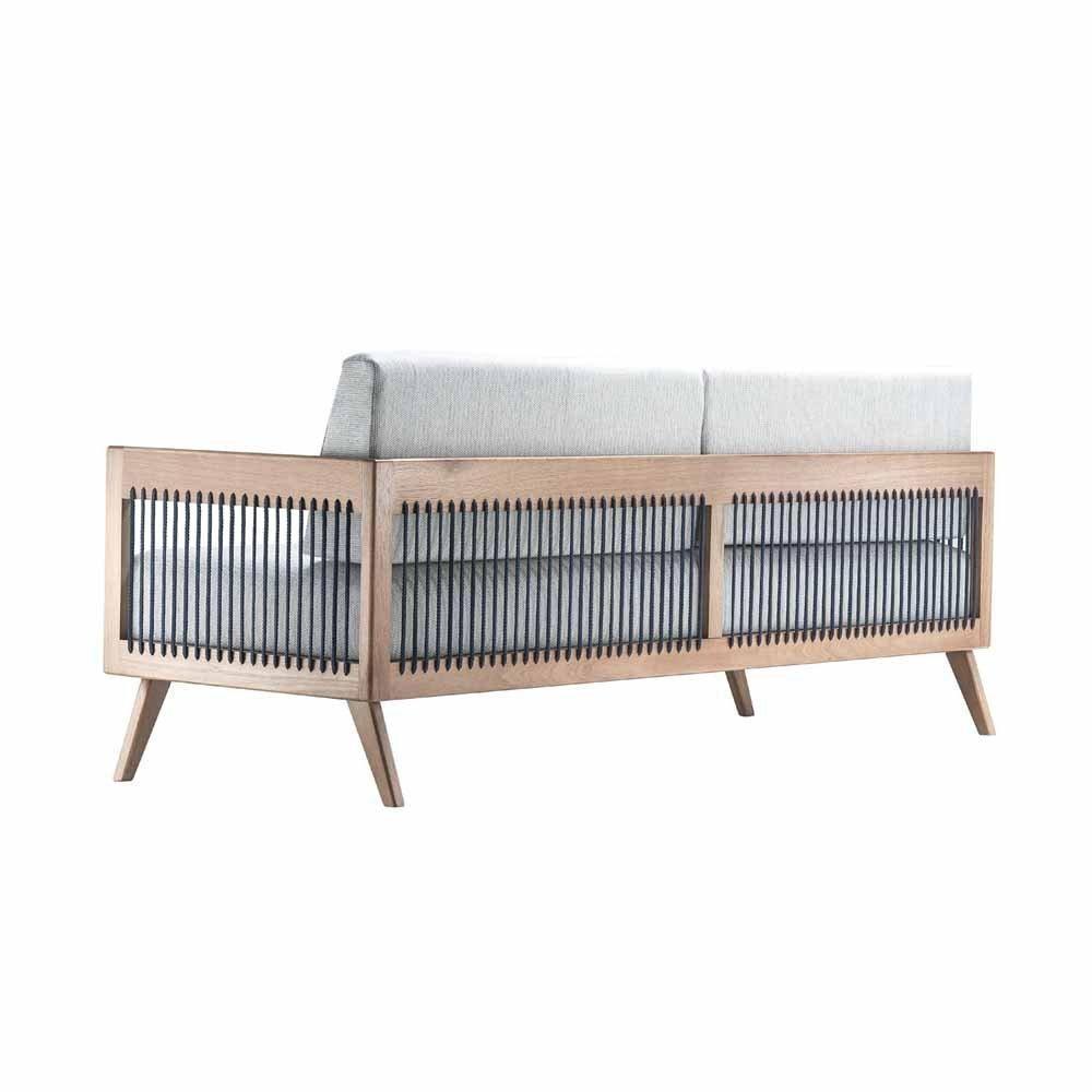 Sofá 2 Lugares Saibi Ozki 150Cm Poliéster Cinza Madeira Eucalipto Cedro Corda Náutica Plana Poliéste - 10