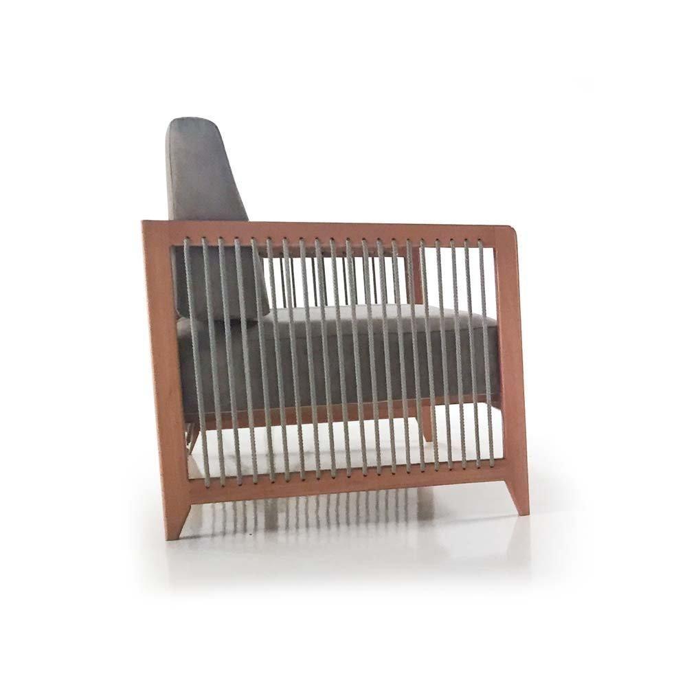 Sofá 2 Lugares Luck Ozki 140Cm Algodão Grafite Madeira Apuí Amêndoa Corda Náutica a Poliéster Pr - 3