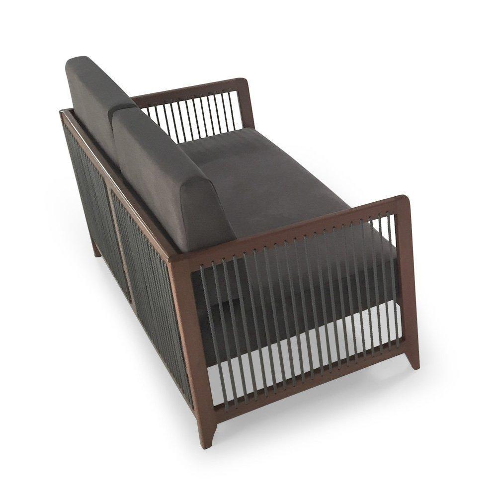 Sofá 2 Lugares Luck Ozki 140Cm Algodão Grafite Madeira Apuí Amêndoa Corda Náutica a Poliéster Pr - 9