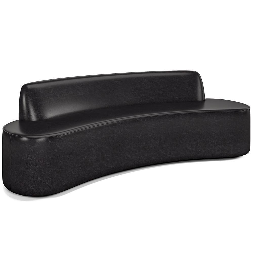 Sofá 3 Lugares Curvo Sala De Estar Living Cancún D02 Couríssimo Preto 210 Cm B-159 - 1