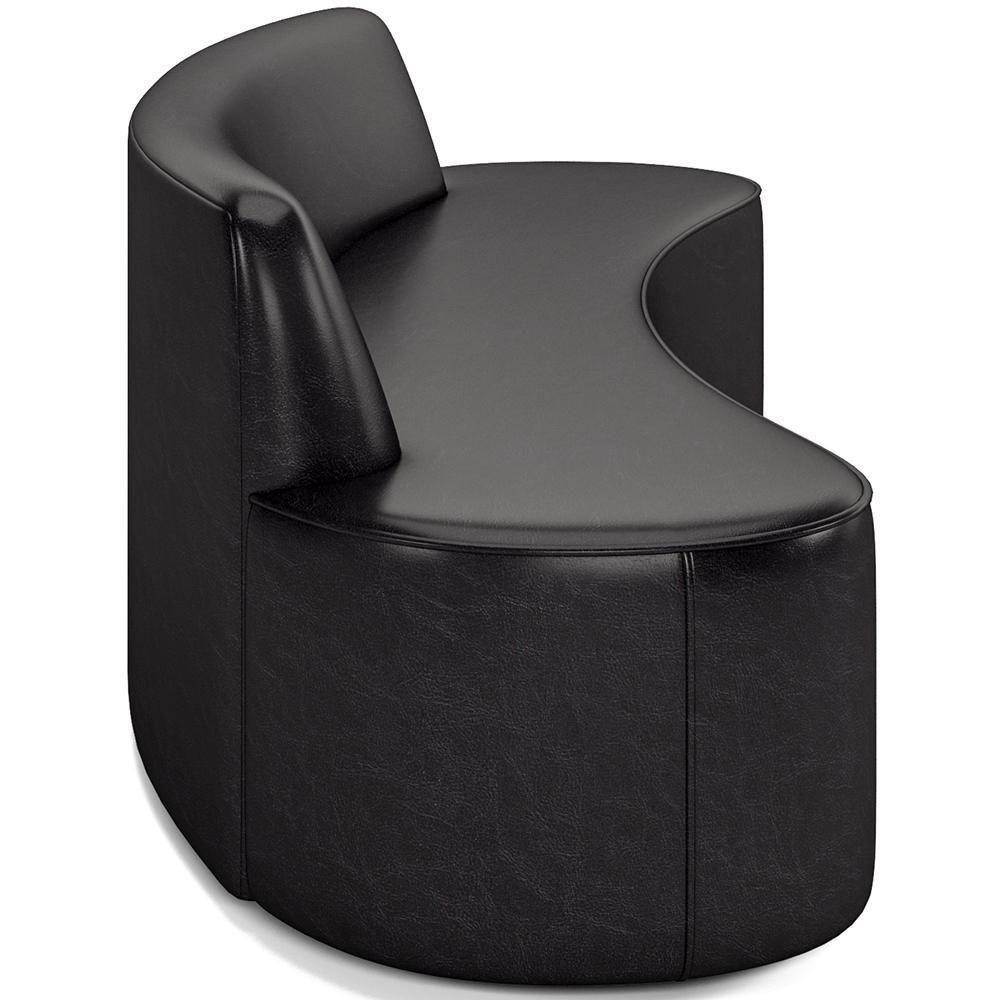 Sofá 3 Lugares Curvo Sala De Estar Living Cancún D02 Couríssimo Preto 210 Cm B-159 - 4