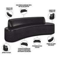 Sofá 3 Lugares Curvo Sala De Estar Living Cancún D02 Couríssimo Preto 210 Cm B-159 - 5