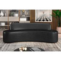 Sofá 3 Lugares Curvo Sala De Estar Living Cancún D02 Couríssimo Preto 180 Cm B-159 - 6