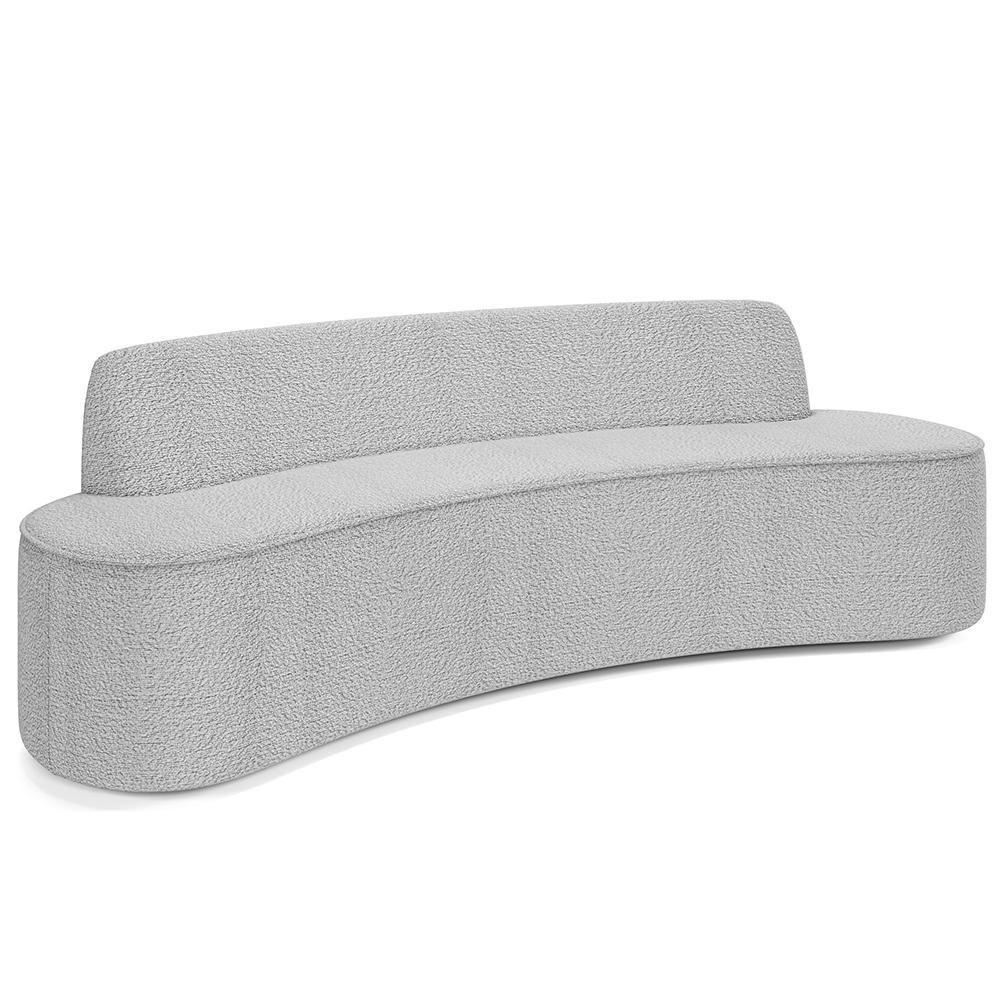 Sofá 3 Lugares Curvo Sala De Estar Living Cancún D02 Bouclê Cinza 210 Cm B-56 - 1