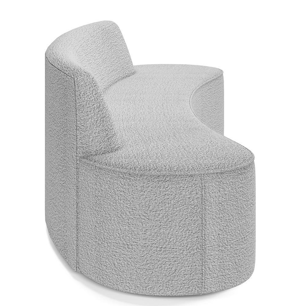 Sofá 3 Lugares Curvo Sala De Estar Living Cancún D02 Bouclê Cinza 210 Cm B-56 - 6