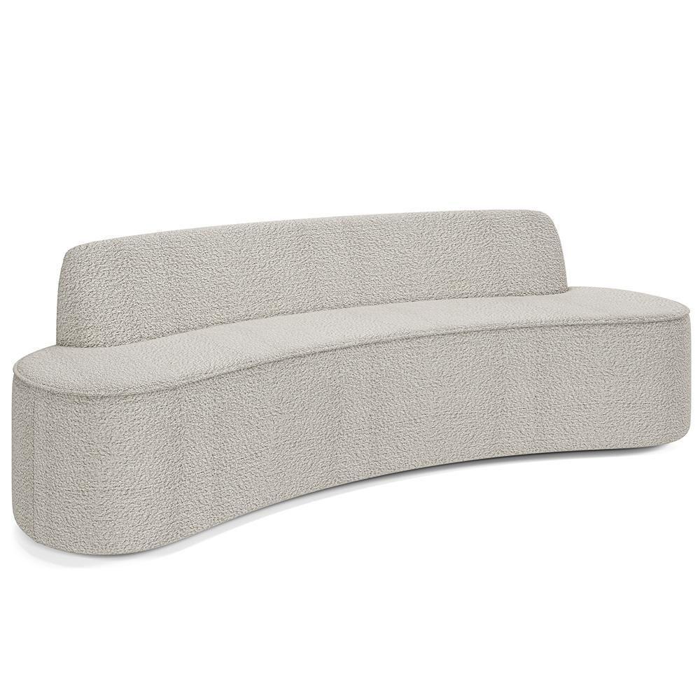 Sofá 3 Lugares Curvo Sala De Estar Living Cancún D02 Bouclê Creme 210 Cm B-54 - 1