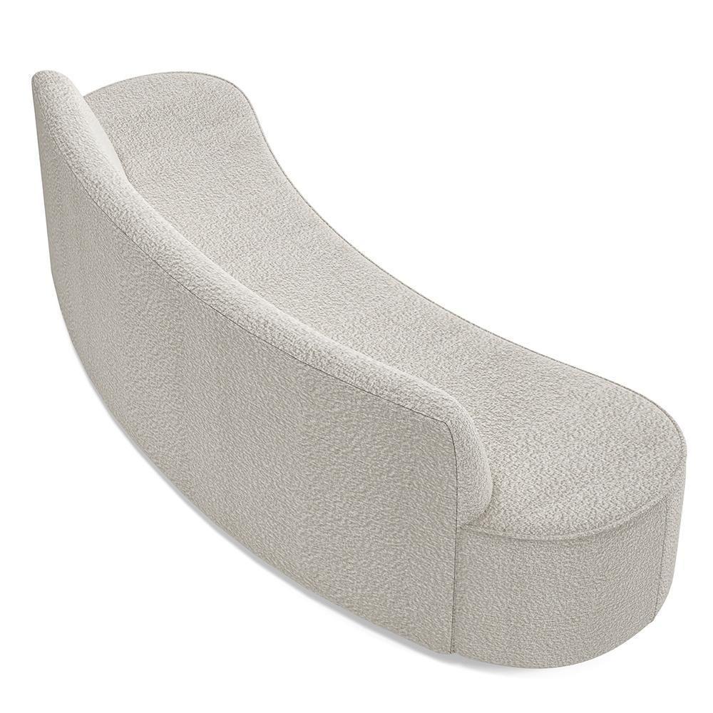 Sofá 3 Lugares Curvo Sala De Estar Living Cancún D02 Bouclê Creme 210 Cm B-54 - 4