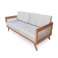 Sofá 2 Lugares Saibi Ozki 150Cm Poliéster Cinza Madeira Eucalipto Cedro Corda Náutica Plana Poliéste - 1