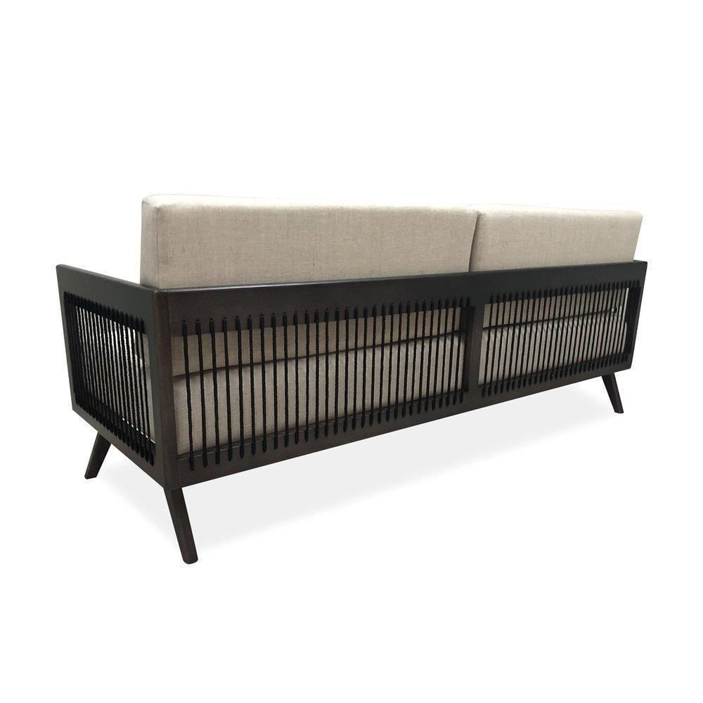 Sofá 2 Lugares Saibi Ozki 150Cm Poliéster Bege Madeira Eucalipto Amêndoa Corda Náutica Plana Poliést - 6