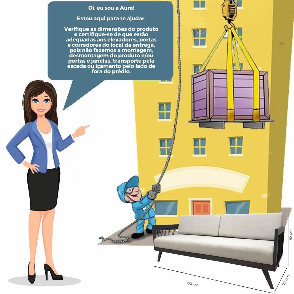 Sofá 2 Lugares Saibi Ozki 150Cm Poliéster Bege Madeira Eucalipto Amêndoa Corda Náutica Plana Poliést - 8