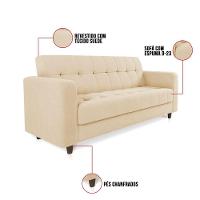 Sofá 03 Lugares Arezzo Suede Pés Chanfrado Tabaco - D'rossi Cor Bege