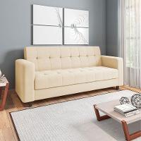 Sofá 03 Lugares Arezzo Suede Pés Chanfrado Tabaco - D'rossi Cor Bege - 8