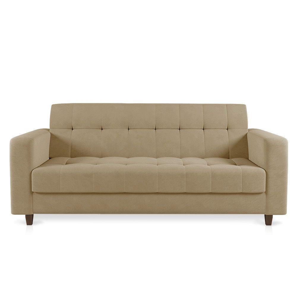 Sofá 03 Lugares Arezzo Suede Marrom Rato Pés Chanfrado Tabaco - D'rossi - 7