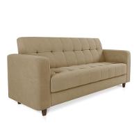 Sofá 03 Lugares Arezzo Suede Marrom Rato Pés Chanfrado Tabaco - D'rossi - 1