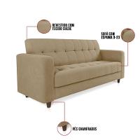 Sofá 03 Lugares Arezzo Suede Marrom Rato Pés Chanfrado Tabaco - D'rossi