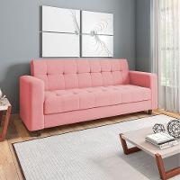 Sofá 03 Lugares Arezzo Suede Rosê Pés Chanfrado Tabaco - D'rossi - 7