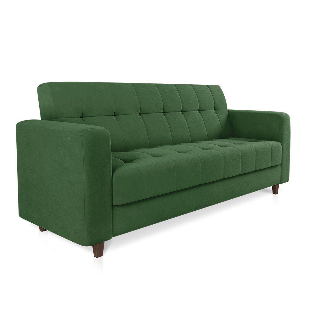 Sofá 03 Lugares Arezzo Suede Pés Chanfrado Tabaco - D'rossi Cor Verde - 1