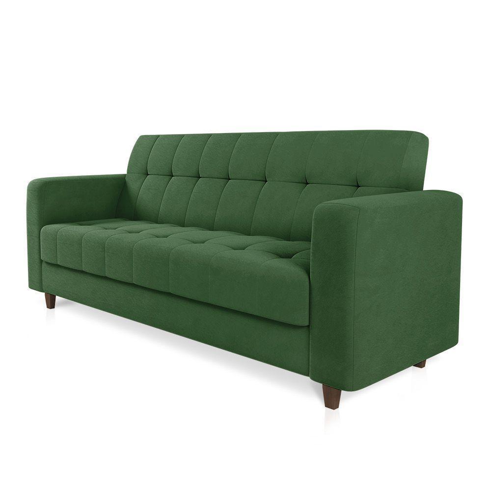 Sofá 03 Lugares Arezzo Suede Pés Chanfrado Tabaco - D'rossi Cor Verde - 5