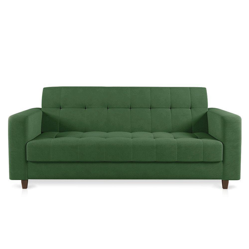 Sofá 03 Lugares Arezzo Suede Pés Chanfrado Tabaco - D'rossi Cor Verde - 7