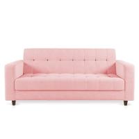 Sofá 03 Lugares Arezzo Suede Pés Chanfrado Tabaco - D'rossi Cor Rosa Bebê - 7