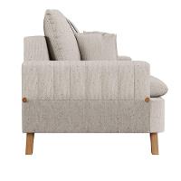 Sofá 200Cm 3 Lugares Com Almofadas Pés Curvos Veras Linho D05 Bege - Mpozenato - 6