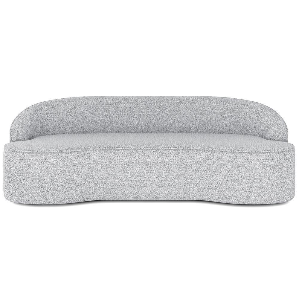 Sofá 3 Lugares Curvo Sala De Estar Living Lótus D02 Bouclê Cinza 210 Cm B-56 - 2