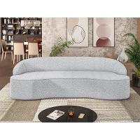 Sofá 3 Lugares Curvo Sala De Estar Living Lótus D02 Bouclê Cinza 210 Cm B-56 - 5