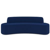 Sofá 3 Lugares Curvo Sala De Estar Living Cancún D02 Veludo Azul Marinho 180 Cm C-304 - 7