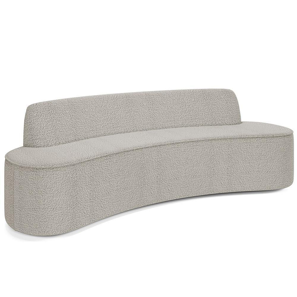 Sofá 3 Lugares Curvo Sala De Estar Living Cancún D02 Bouclê Bege 180 Cm B-62 - 1