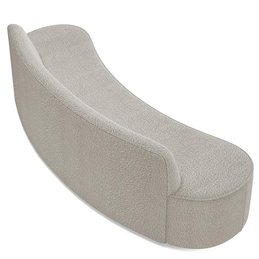 Sofá 3 Lugares Curvo Sala De Estar Living Cancún D02 Bouclê Bege 180 Cm B-62 - 5