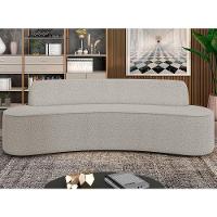 Sofá 3 Lugares Curvo Sala De Estar Living Cancún D02 Bouclê Bege 180 Cm B-62 - 3