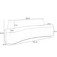 Sofá 3 Lugares Curvo Sala De Estar Living Cancún D02 Bouclê Bege 180 Cm B-62 - 6