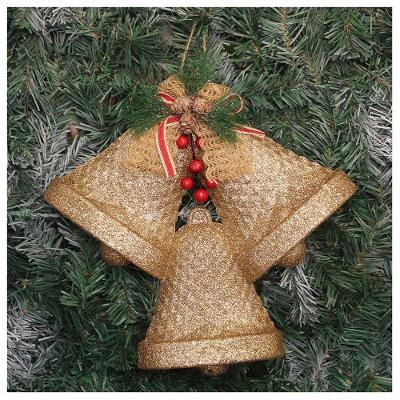 Kit 4 Enfeite Pendente Decoração Natalina Sino Dourado 30cm