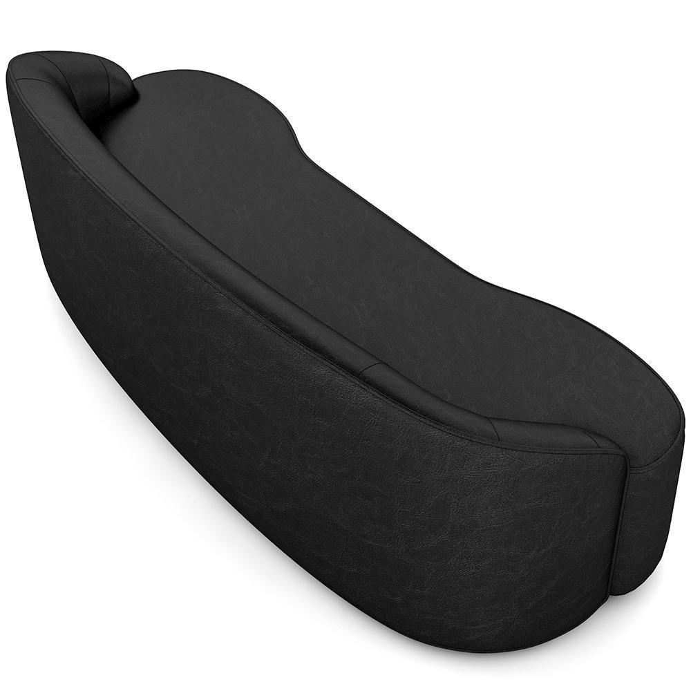 Sofá 3 Lugares Curvo Sala De Estar Living Lótus D02 Couríssimo Preto 180 Cm B-159 - 4