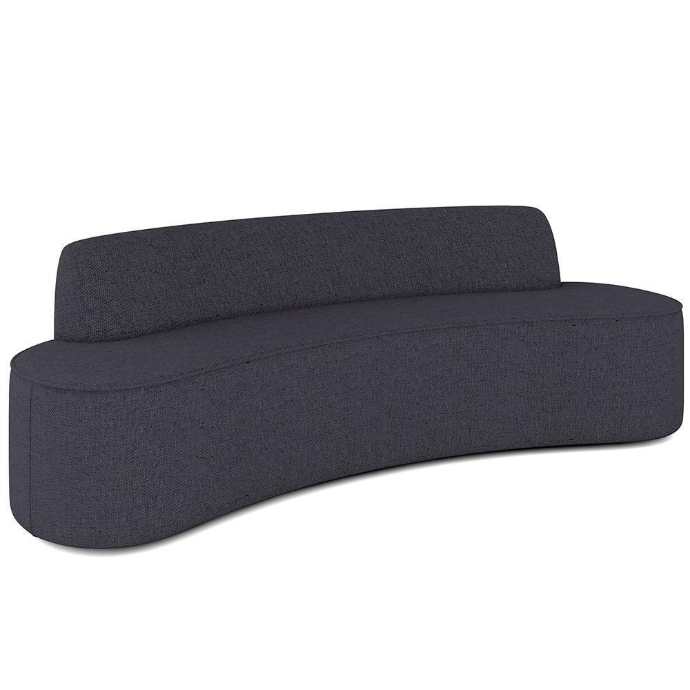 Sofá 3 Lugares Curvo Sala De Estar Living Cancún D02 Linho Chumbo 210 Cm D-465 - 1