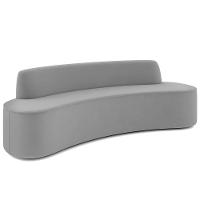 Sofá 3 Lugares Curvo Sala De Estar Living Cancún D02 Veludo Cinza 210 Cm C-317 - 1