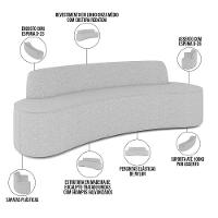 Sofá 3 Lugares Curvo Sala De Estar Living Cancún D02 Linho Cinza Escuro 210 Cm C-416 - 13