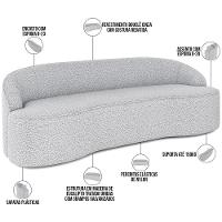 Sofá 3 Lugares Curvo Sala De Estar Living Lótus D02 Bouclê Cinza 180 Cm B-56 - 13